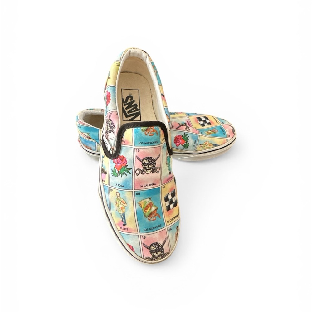 Vans Women’s Slip-On Sneakers in Pastel Multicolor Lotería Motif